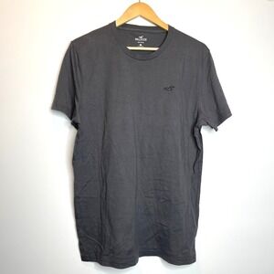 Hollister Mens Gray Crew Neck Short Sleeve T Shirt Logo 100% Cotton Size L